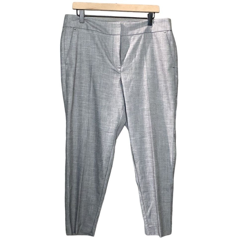 LOFT outlet Trouser Pants Cropped Leg Black Grey Textured